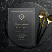 Elegant Gouden Monogram Stijlvolle Trouw Transpara Acryl Uitnodigingen