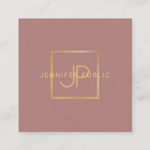Elegant gouden monogram trendy moderne Sjabloon Vierkante Visitekaartje