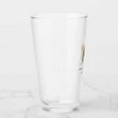 Elegant Gouden Monogram Trouwfeest Glas (Rechts)