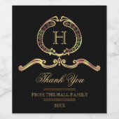 Elegant,  gouden monogram wijn etiket (Enkel label)