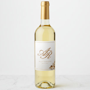 Elegant Gouden Monogram Wijnetiket voor op Fles Wijn Etiket