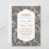 Elegant gouden moslimbruiloft Uitnodigingen (Voorkant)