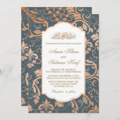 Elegant gouden moslimbruiloft Uitnodigingen (Voorkant / Achterkant)