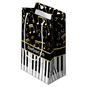 Elegant gouden muzieknoten pianosleutels klein cadeauzakje