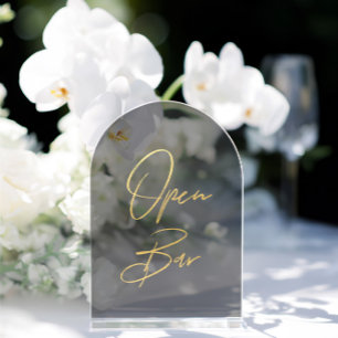 Elegant gouden namaakfolie boog acrylic open bar b acryl uitnodigingen