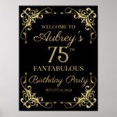 Elegant gouden ontwerp verjaardagsfeestje welkomst poster (Voorkant)