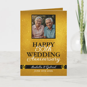 Elegant gouden ouders Foto 50e Jubileum Kaart