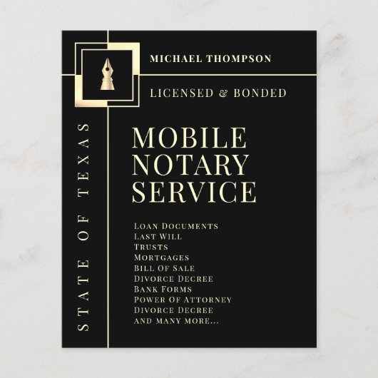 Elegant gouden pen notaris flyer (Voorkant)