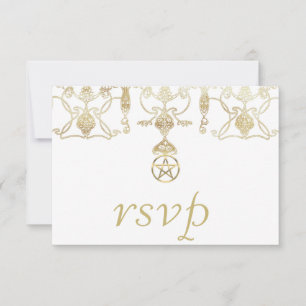 Elegant gouden pentakel handvasten RSVP kaartje