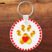 Elegant gouden poot met hart sleutelhanger (Voorkant)