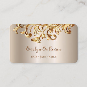 Elegant gouden rococo ornamenten visitekaartje