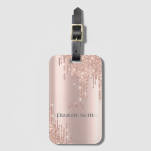 Elegant gouden roos glitter, koninklijk bagagelabel