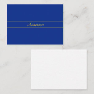 Elegant gouden schrift op een marineblauwe achterg notitiekaartje