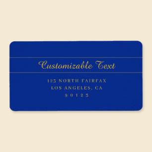Elegant gouden schrift op marineblauwe retouradres etiket