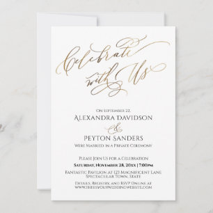 Elegant Gouden Schrift Vier Ons met Ons Receptie Kaart