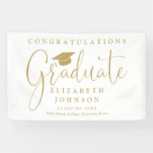 Elegant Gouden Script Afstudeerfeest Spandoek (Horizontaal)