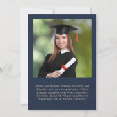 Elegant Gouden Script Blauwe Foto Universiteit Afs Aankondiging (Achterkant)