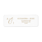 Elegant Gouden Script Monogram Etiket (Voorkant)