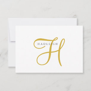 Elegant Gouden Script Monogram Notitiekaartje