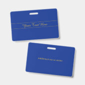 Elegant gouden script op de blauwe achtergrond van badge (Front & Back)