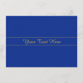 Elegant gouden script op de blauwe achtergrond van informatiekaartje (Voorkant)