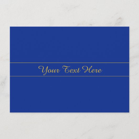 Elegant gouden script op de blauwe achtergrond van informatiekaartje (Voorkant)