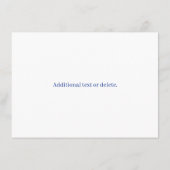 Elegant gouden script op de blauwe achtergrond van informatiekaartje (Achterkant)