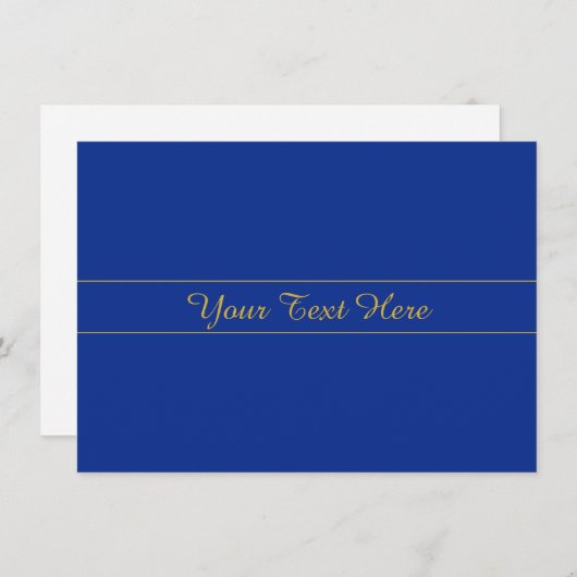 Elegant gouden script op de blauwe achtergrond van informatiekaartje (Voorkant / Achterkant)