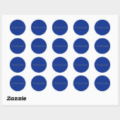 Elegant gouden script op de blauwe achtergrond van ronde sticker (Vel)