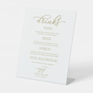 Elegant Gouden Script Trouw Bar Bord Minimalistisc Reclamebord Met Voetstuk