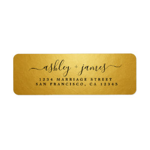 Elegant Gouden Script Trouw Retouradres Etiket
