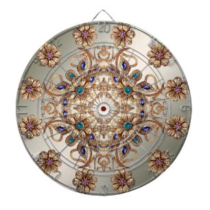 Elegant Gouden Sierbloemen Dartbord