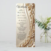 Elegant gouden sierlijk bloem bruiloftsprogramma programma (Staand voorkant)