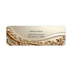 Elegant gouden sierlijke bloemen retouradreslabel etiket