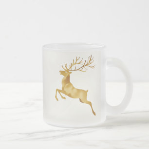 Elegant Gouden sneeuwvlok rendier Moose vrolijk Xm Matglas Koffiemok