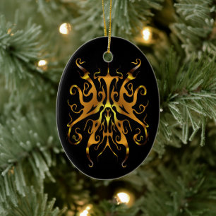 Elegant Gouden Stam Masker Abstract Design Keramisch Ornament