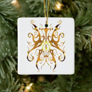 Elegant Gouden Stam Masker Abstract Ontwerp Keramisch Ornament