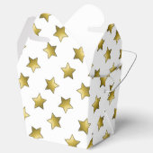 Elegant gouden sterren wit patroon bedankdoosjes (Geopend)