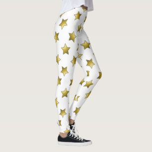 Elegant gouden sterren wit patroon leggings