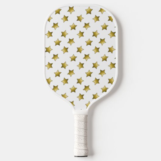 Elegant gouden sterren wit patroon pickleball paddle (Voorkant)