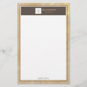 Elegant Gouden Textuur Bruin Lijst Briefpapier (Voorkant)