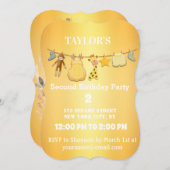 Elegant gouden verjaardagsuitnodiging kaart (Voorkant / Achterkant)