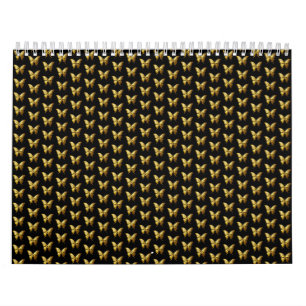 Elegant gouden vlinder patroon kalender