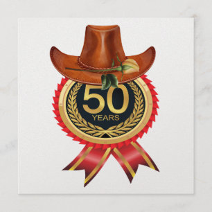 Elegant gouden Western Fifty Invitation Kaart