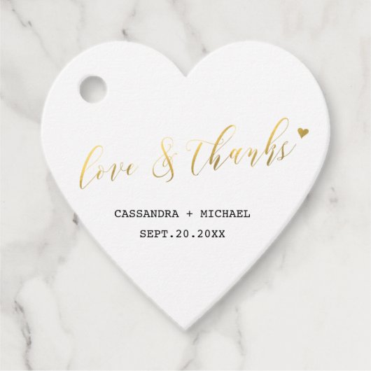 Elegant gouden witte kerkscriptbruiloft bedankjes labels (Voorkant)