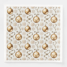 Elegant gouden & witte kerstballen patroon servet