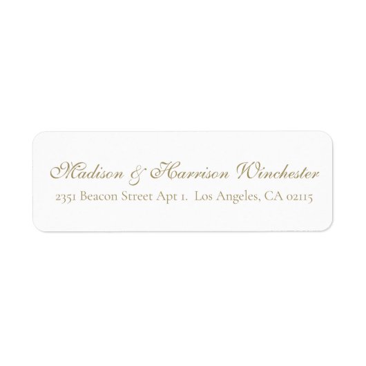 Elegant gouden witte script kalligrafie etiket (Voorkant)