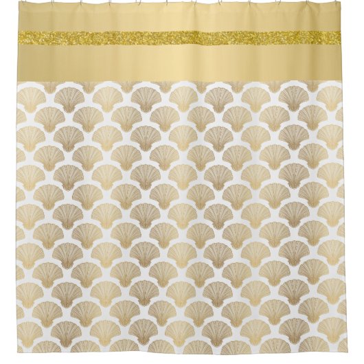 Elegant gouden Zeeen Shell Douchegordijn (Voorkant)