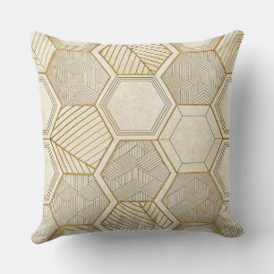 Elegant Gouden Zeshoek Geometrisch Patroon - Marme Kussen