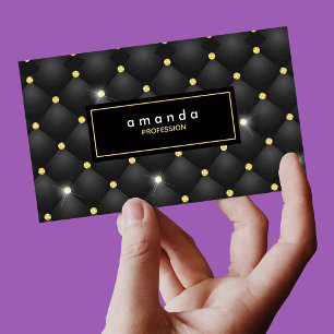 Elegant gouden zwarte glinsterende glitter monogra visitekaartje